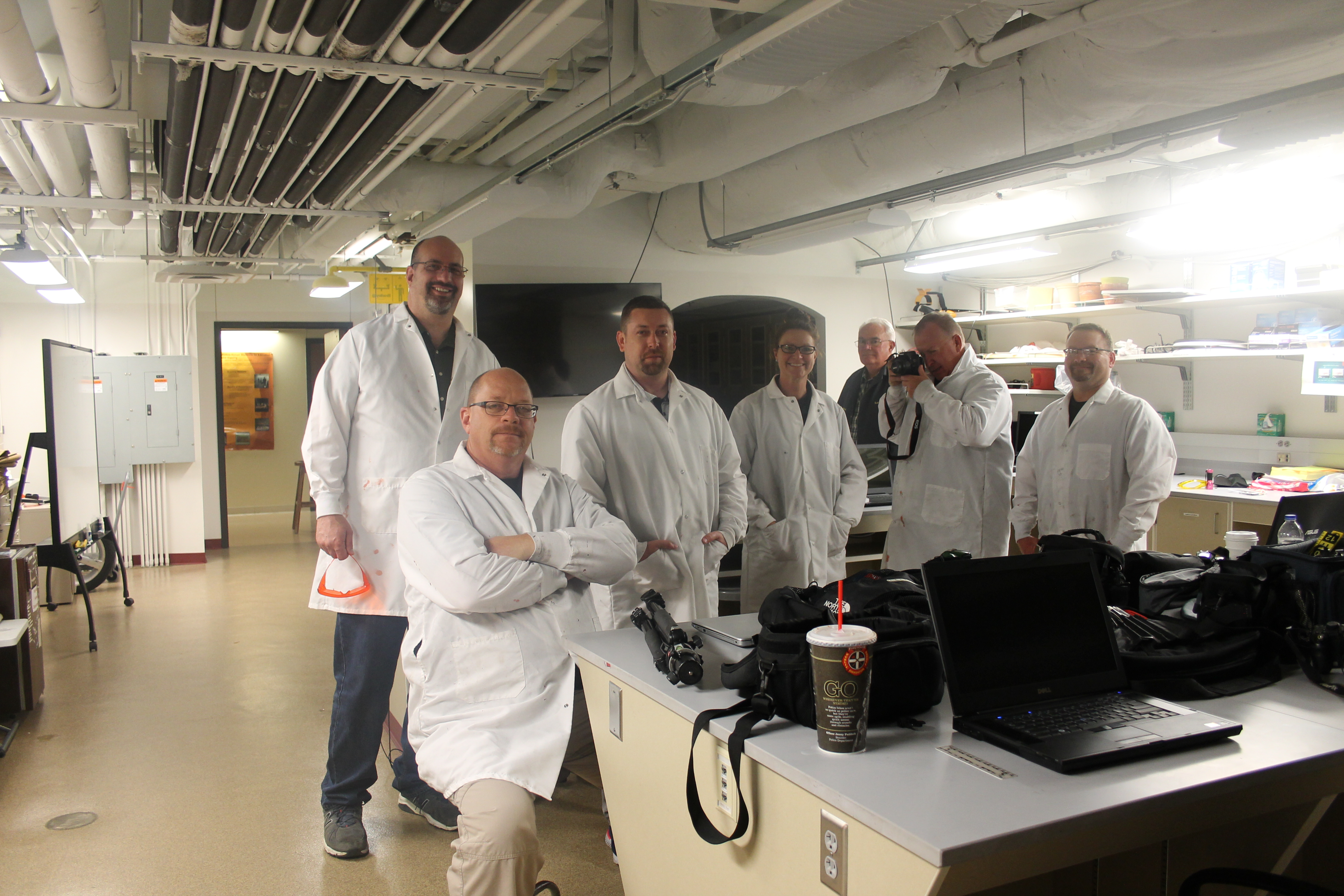 Professor Barksdale with his team in a lab